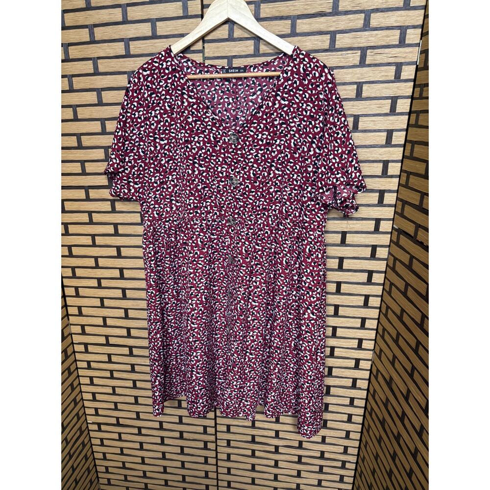 Shein Burgundy Cheetah Print‎ Dress Size 0X